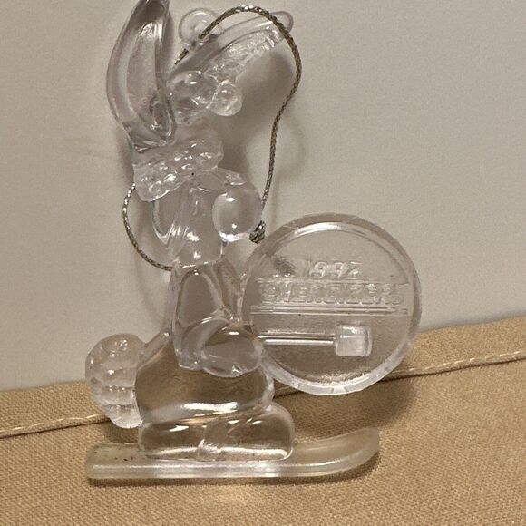 Energizer Bunny Ornament 1992 Clear Acrylic Skiing Drummer Christmas - Picture 7 of 13